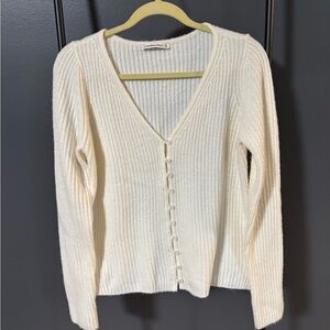 Abercrombie & Fitch Ivory Ribbed Cardigan